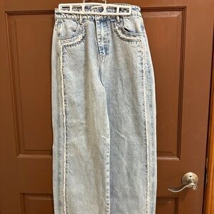 Elegant Light Blue Women's Wide Leg Jeans